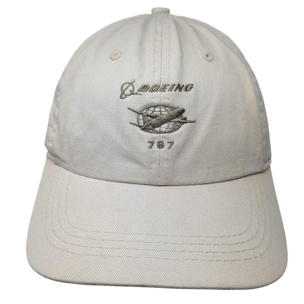 Boeing 787 Slideback Baseball Hat Beige One Size Embroidered Ahead
